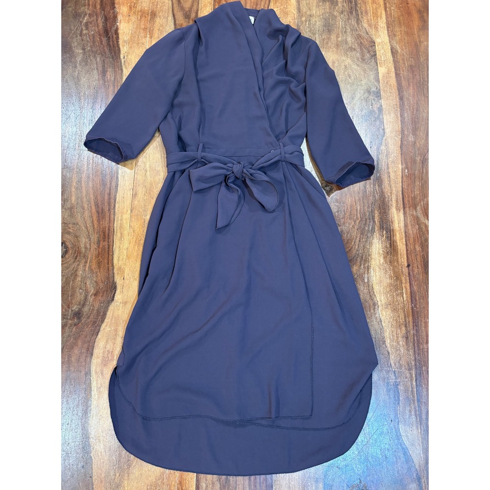 Wilfred Aritzia purple wrap dress shawl collar high low hem size 4 Plum Crepe - Picture 9 of 11